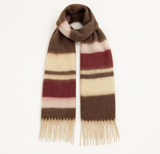 Oversized Chunky Blanket Scarf in Multicoloured Stripe