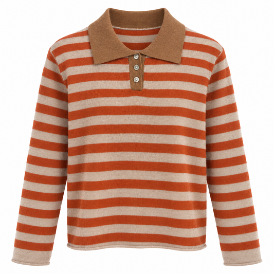 Beige/Orange Cashmere Blend Knit Jumper