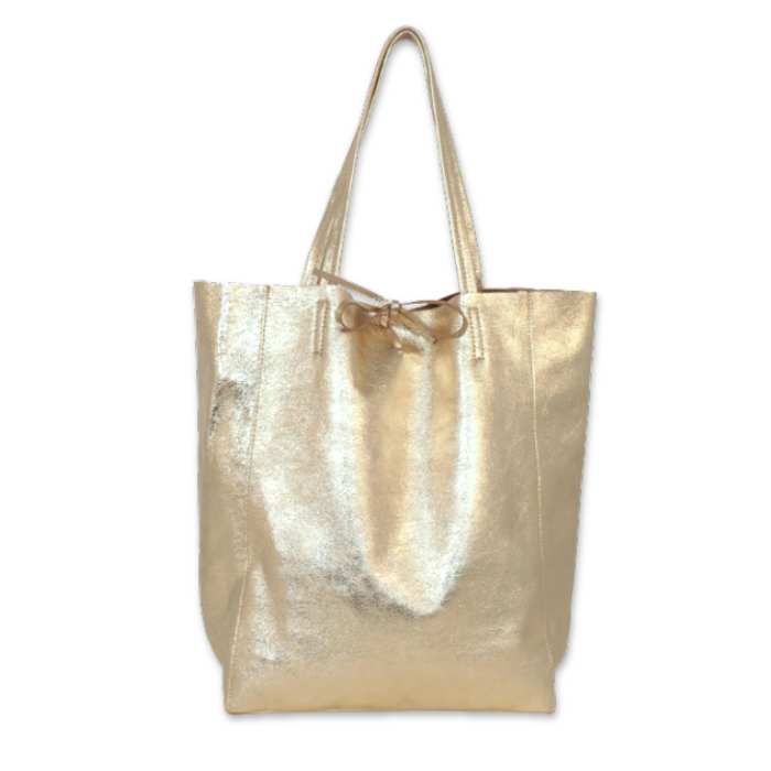Gold Leather Tote Bag