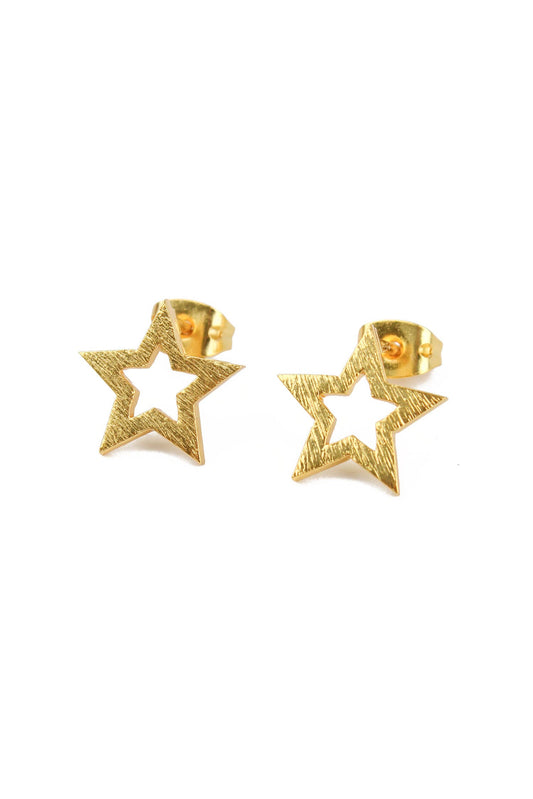 Brushed Gold Star Studs