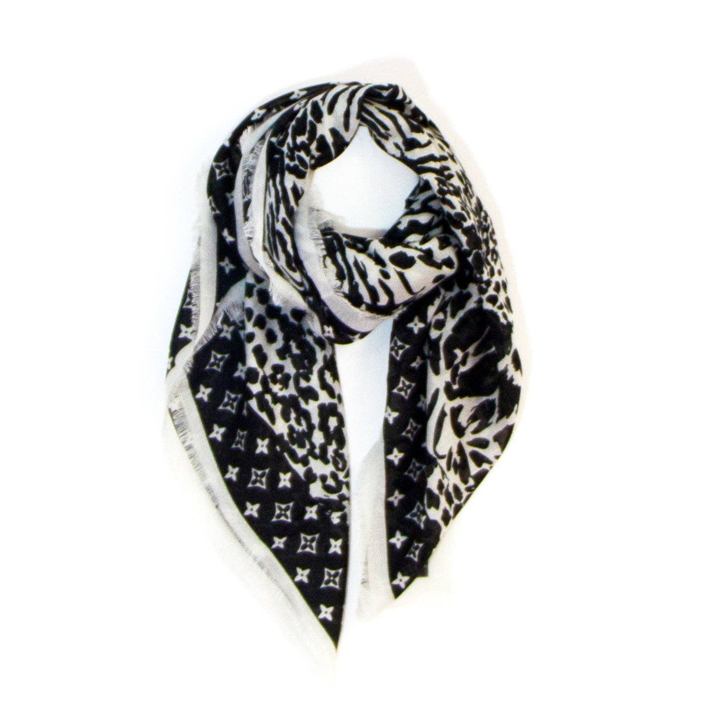 Black and Ivory Animal Print Scarf