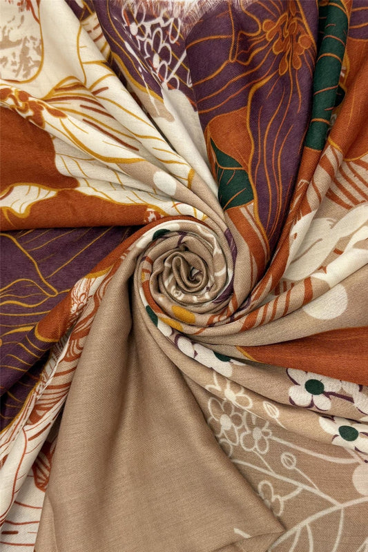 Orange Multi Flower Print Scarf