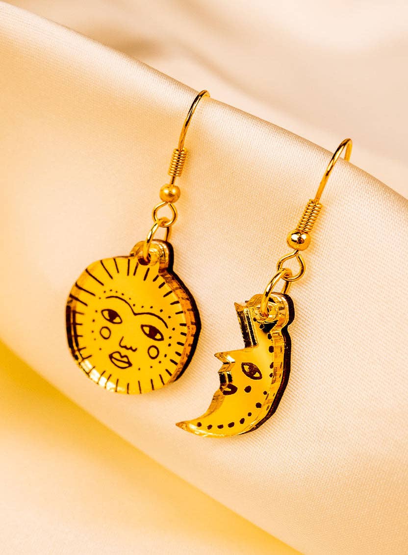 Golden Sun and Moon Earrings | Tatty Devine