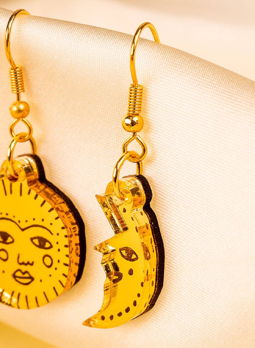 Golden Sun and Moon Earrings | Tatty Devine