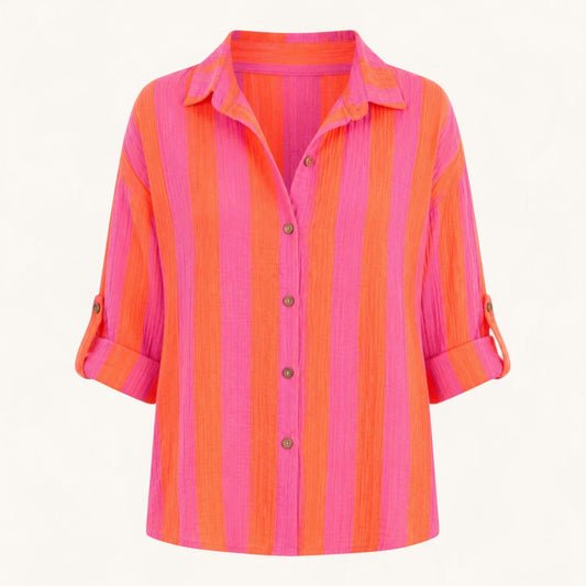 Pink/Orange Stripe Cotton Shirt