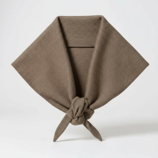 Knitted Triangle Scarf in Beige